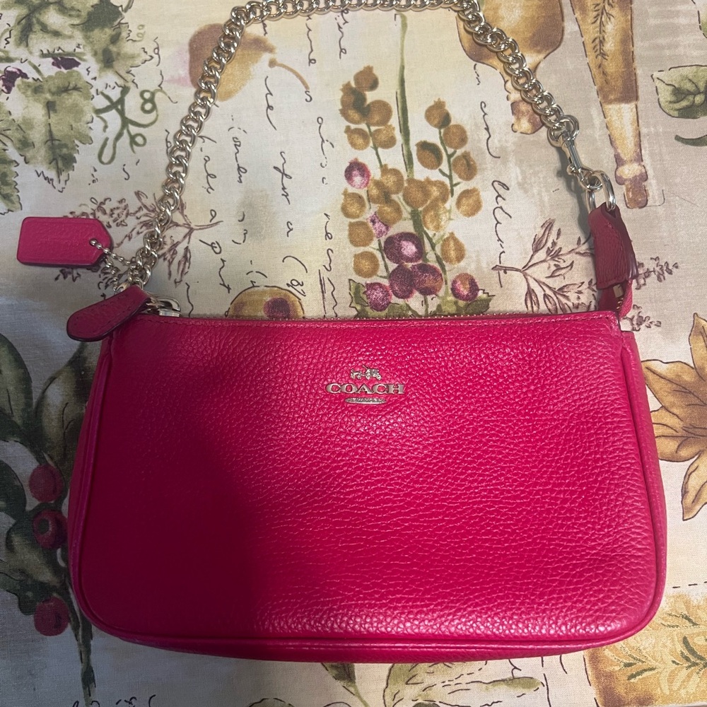 Coach Pink Pebbled Leather Nolita Bag with Chain Strap